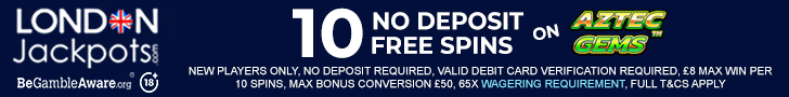 Get 10 Free Spins No Deposit + Win up to a 1000% Welcome Bonus at London Jackpots Casino